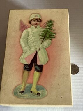 Costco Vintage Angel Boy Decorative Trinket Box - Pink & Green
